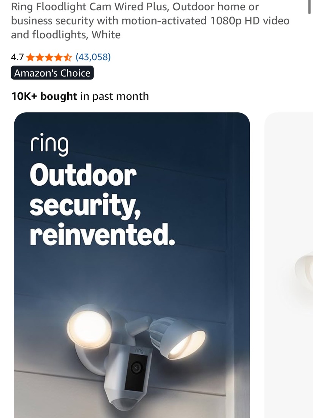 Ring Floodlight Camera in White with Bright LEDs